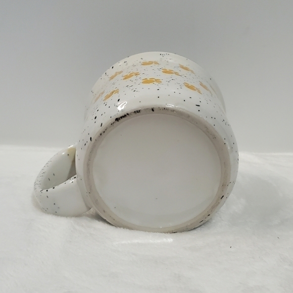 𝅺SPECKLED Animal Paw Prints White Navy Blue Yellow Coffee Cup Mug 12 Oz - Picture 10 of 10